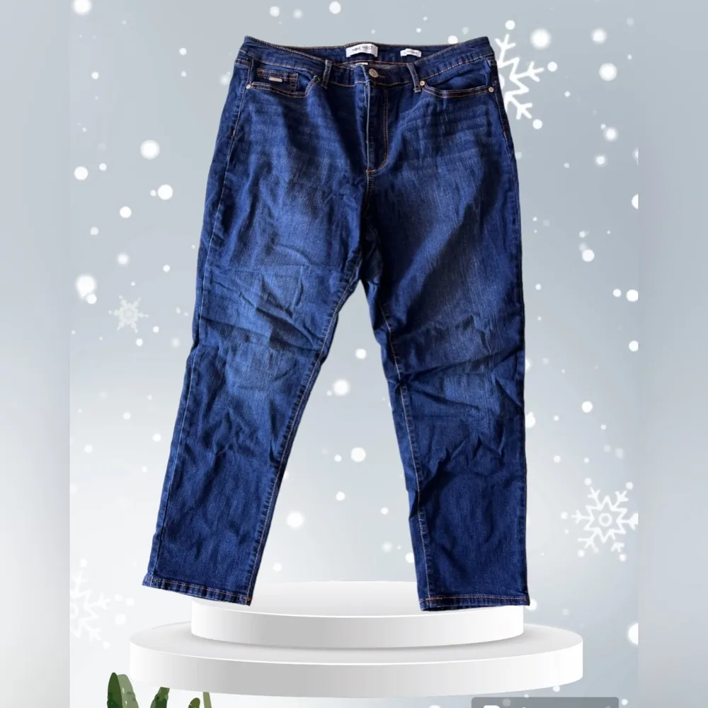 Womens Nine‎ West Slim Boyfriend 14 Dark Wash Denim Jeans Blue - Image 2