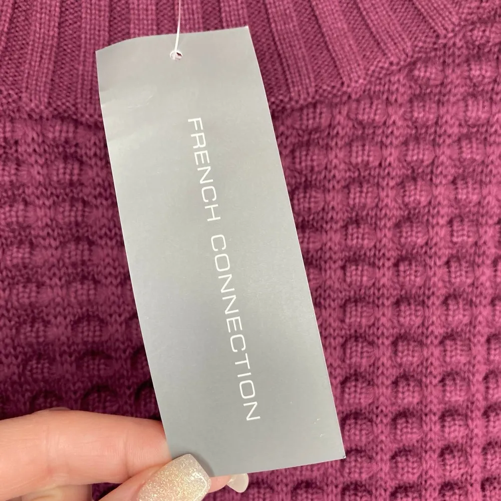 NWT French Connection Mozart Popcorn Cotton Sweater Jumper Berry Blush XS - Image 3