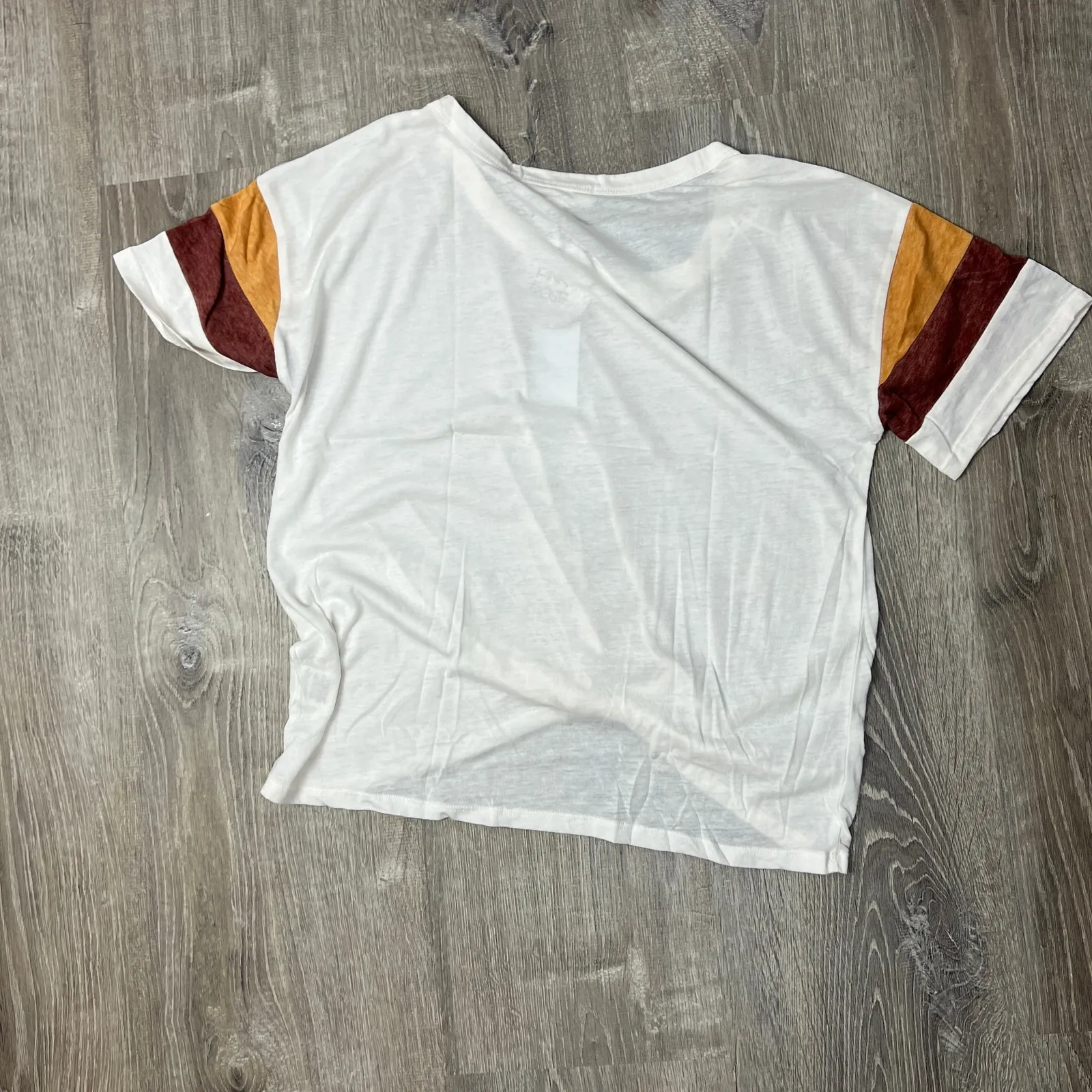 Pink Rose Juniors' Striped-Sleeve Ivory Twist-Front T-Shirt - Size Large - NWT - Image 6