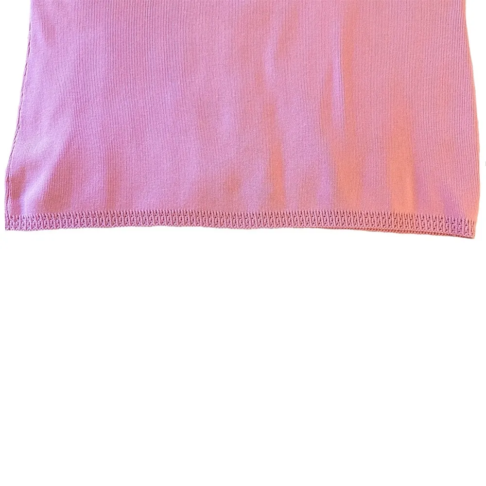 Dressbarn Rose Pink Short Sleeve Ribbed Knit Square Neck Sweater Size 18/20 - Image 3