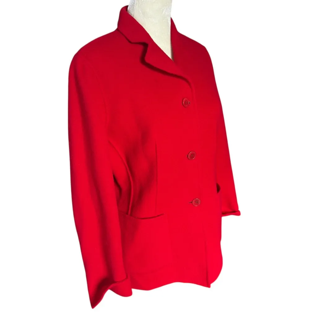 Talbots Petites red long sleeve collared button down wool blazer jacket PS - Image 2
