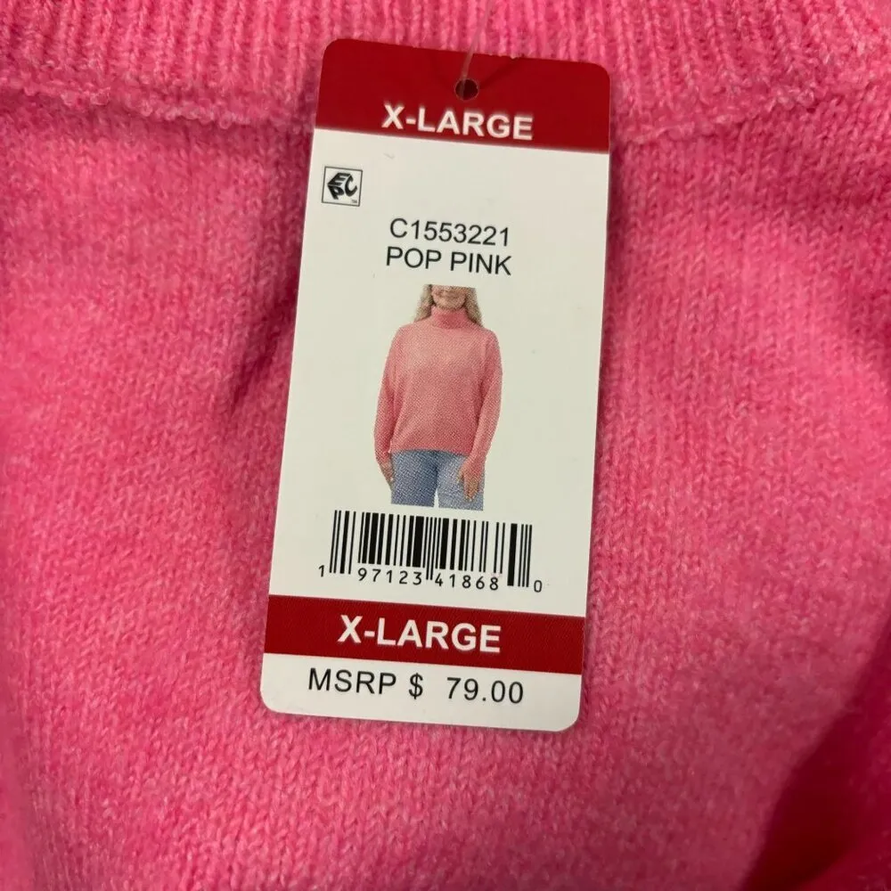 Vince Camuto Women's Long Sleeve Pop Pink Turtleneck Sweater XL - Image 7