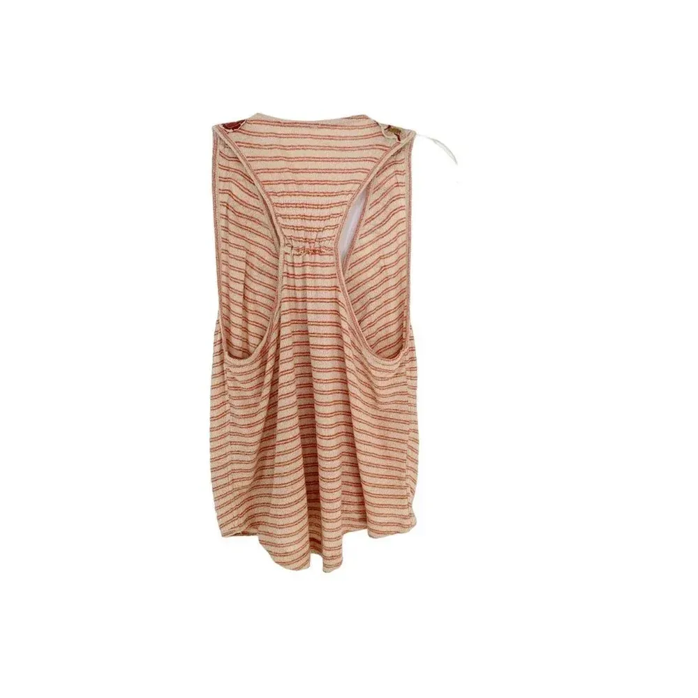 Free People Women's Frida Beige Striped Surplice Tank Top Small NWT - Image 5