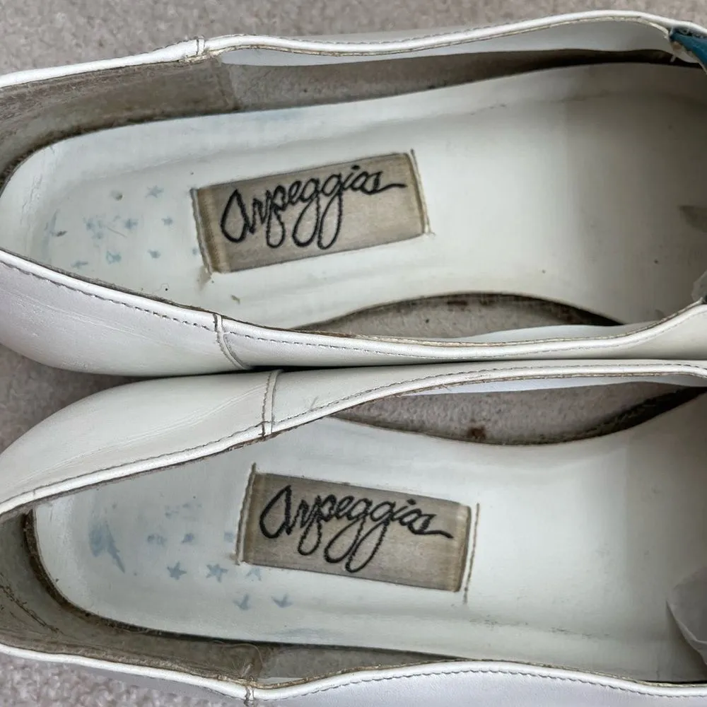 Vintage 80s 90s Arpeggios Leather Loafers Flats Shoes Rainbow Color White 9 - Image 4