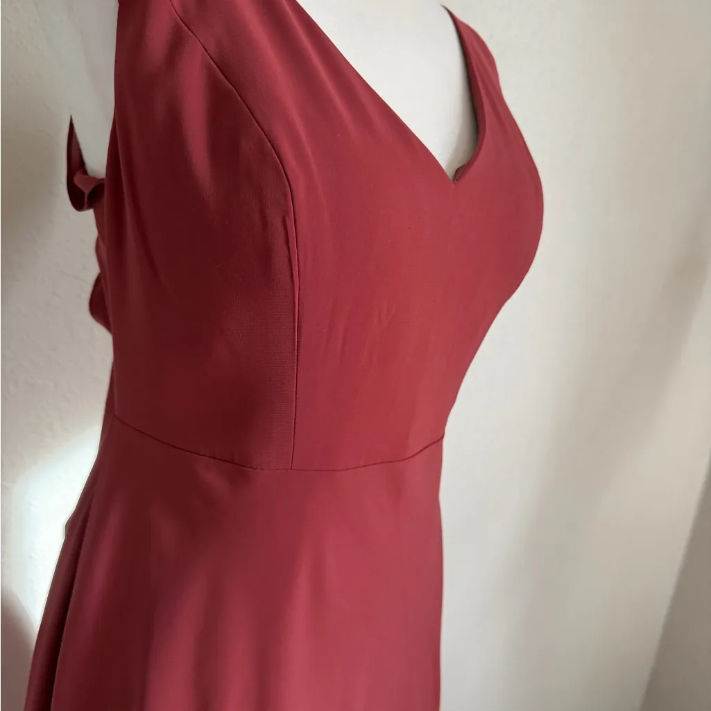 Jenny Yoo Collection Dani Tie Back V-Neck Mauve Full Length Gown Women 14 Formal - Image 2