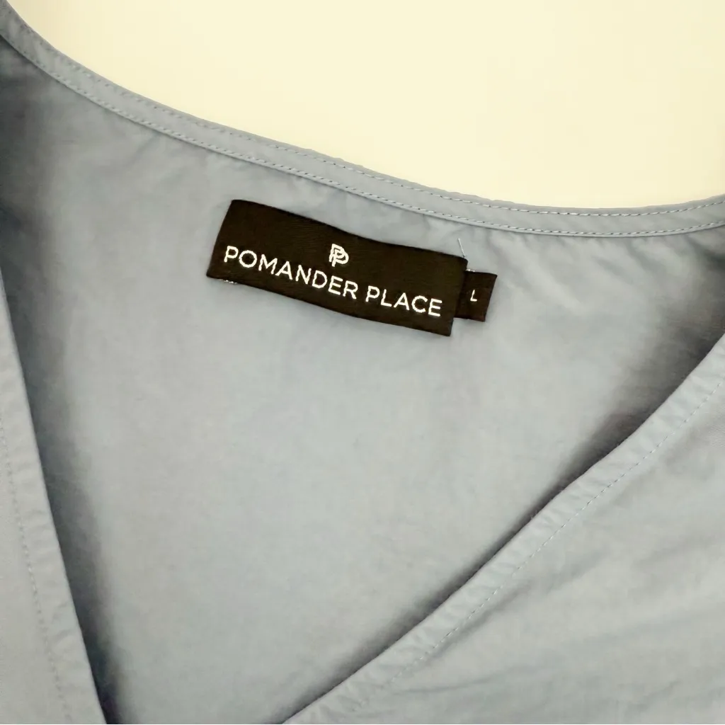 Pomander Place X Tuckernuck Lizzie Mini Dress Cotton Blend Slate Muted Blue Size L - Image 10