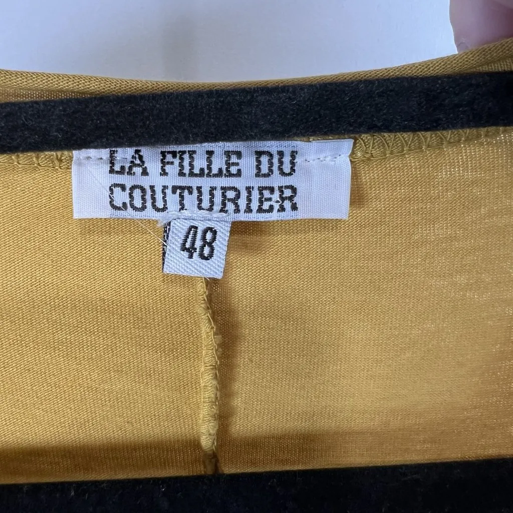 La Fille Du Couturier Size 48 US XLarge Lagenlook Barrel Dress Paris Relaxed‎ Yellow - Image 6