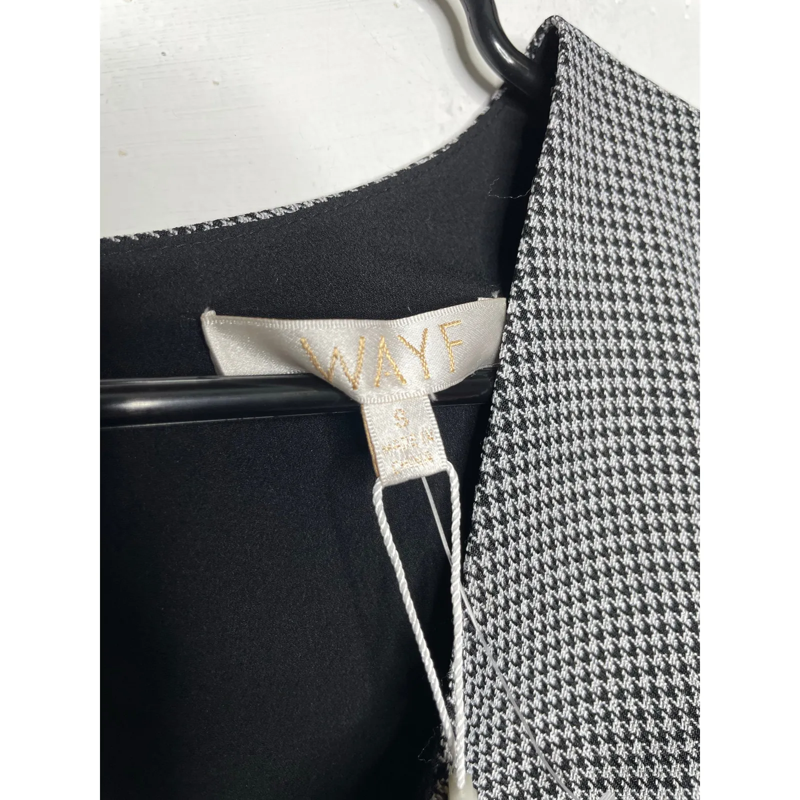 NEW WAYF Womens Houndstooth Cropped Long Sleeve Square Neck Size Small - Image 2