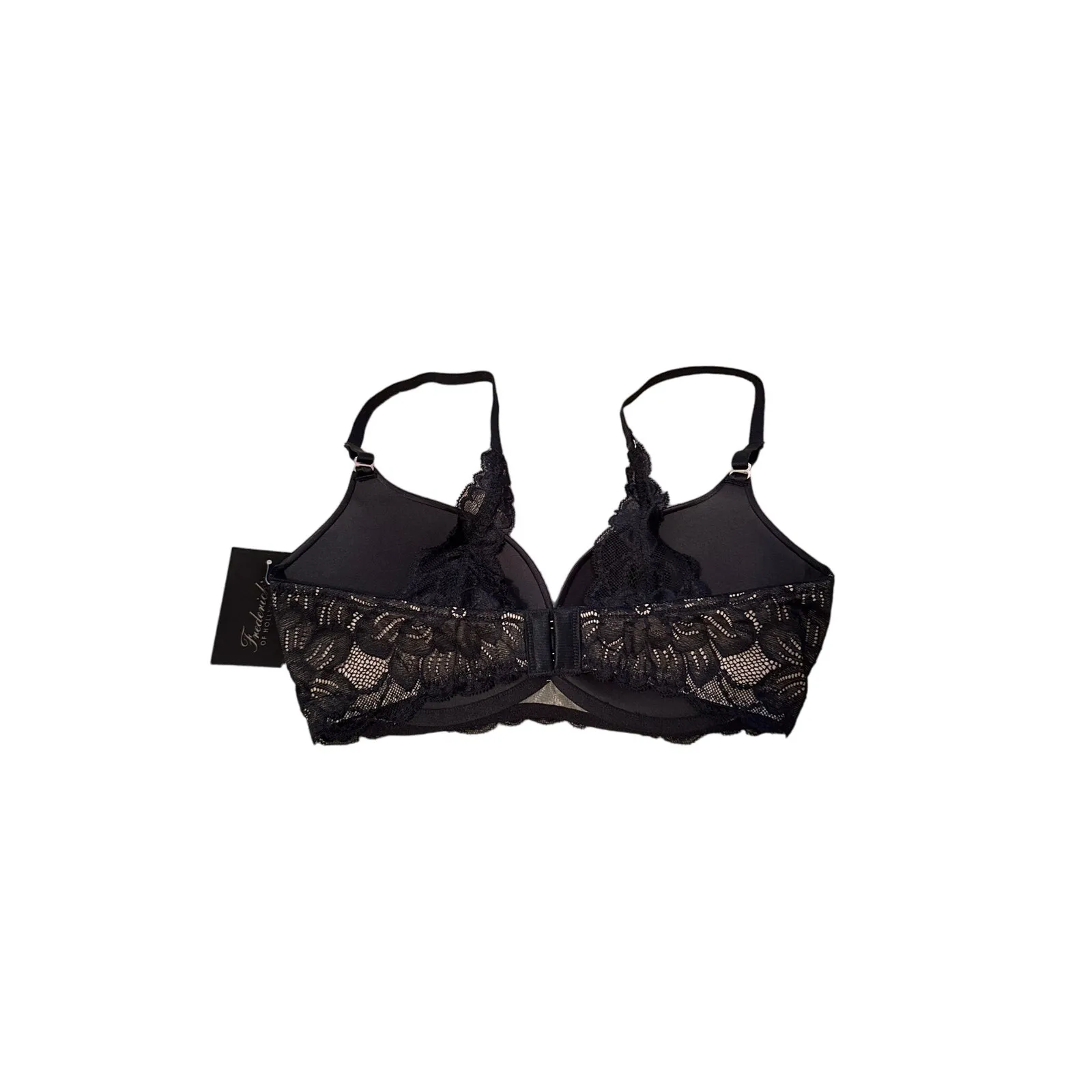Frederick’s of Hollywood Julieta Black Lace No‎ Wire Push Up Bra Sz 32D NEW - Image 4