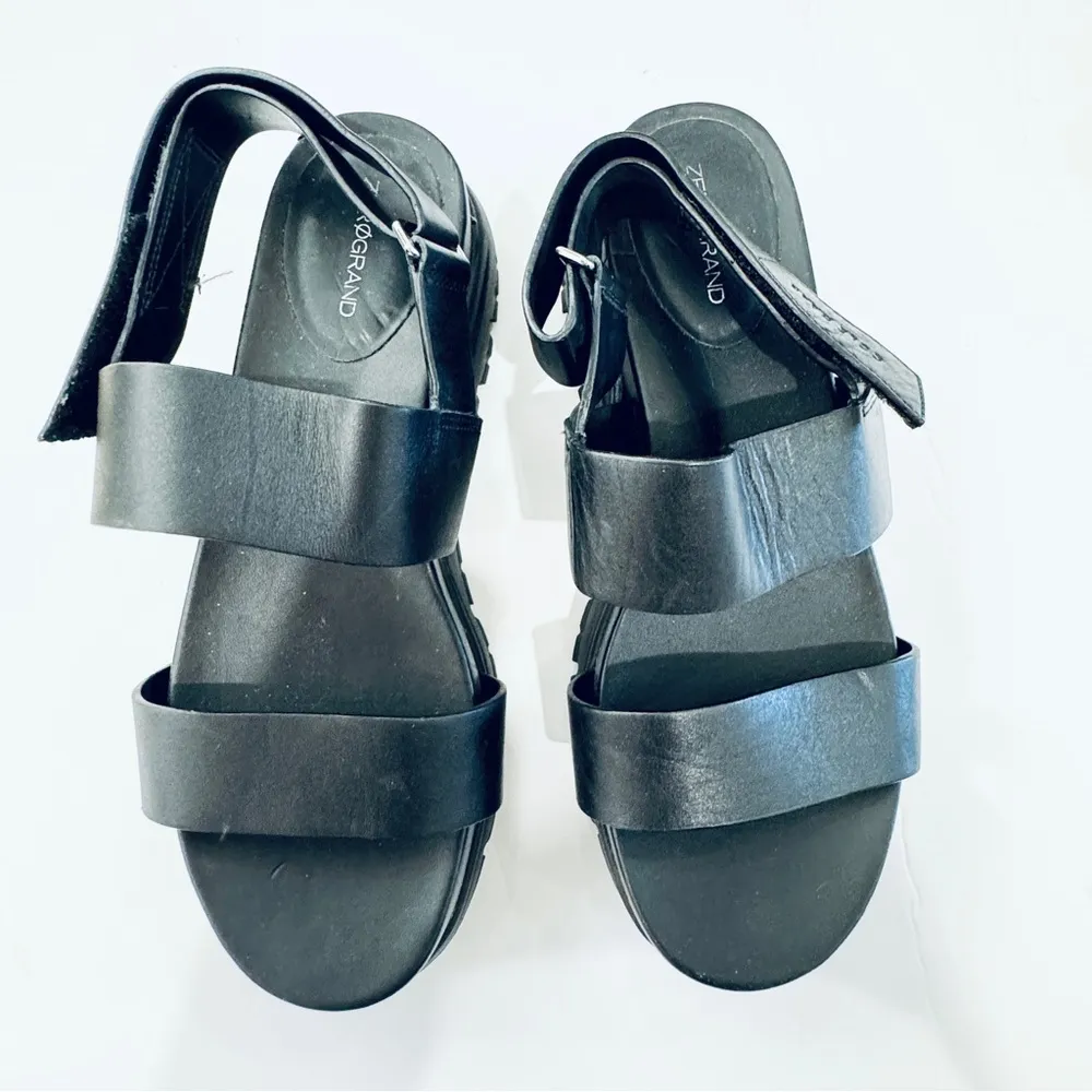 Cole Haan zero gravity black leather platform sandals - Image 3
