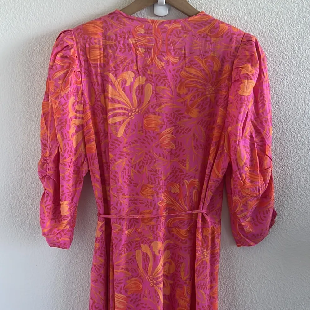 Jen's Pirate Booty Garden Party Row Maxi Wrap Dress Pink Orange Small - Image 12