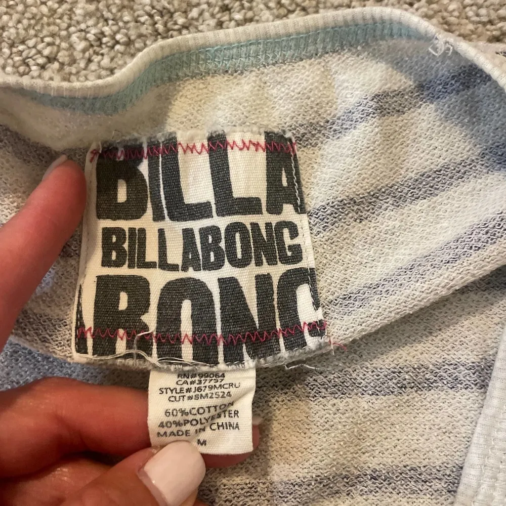 Billabong Blue & Cream Stripes Crew Neck Long Sleeve Sweatshirt - Image 2