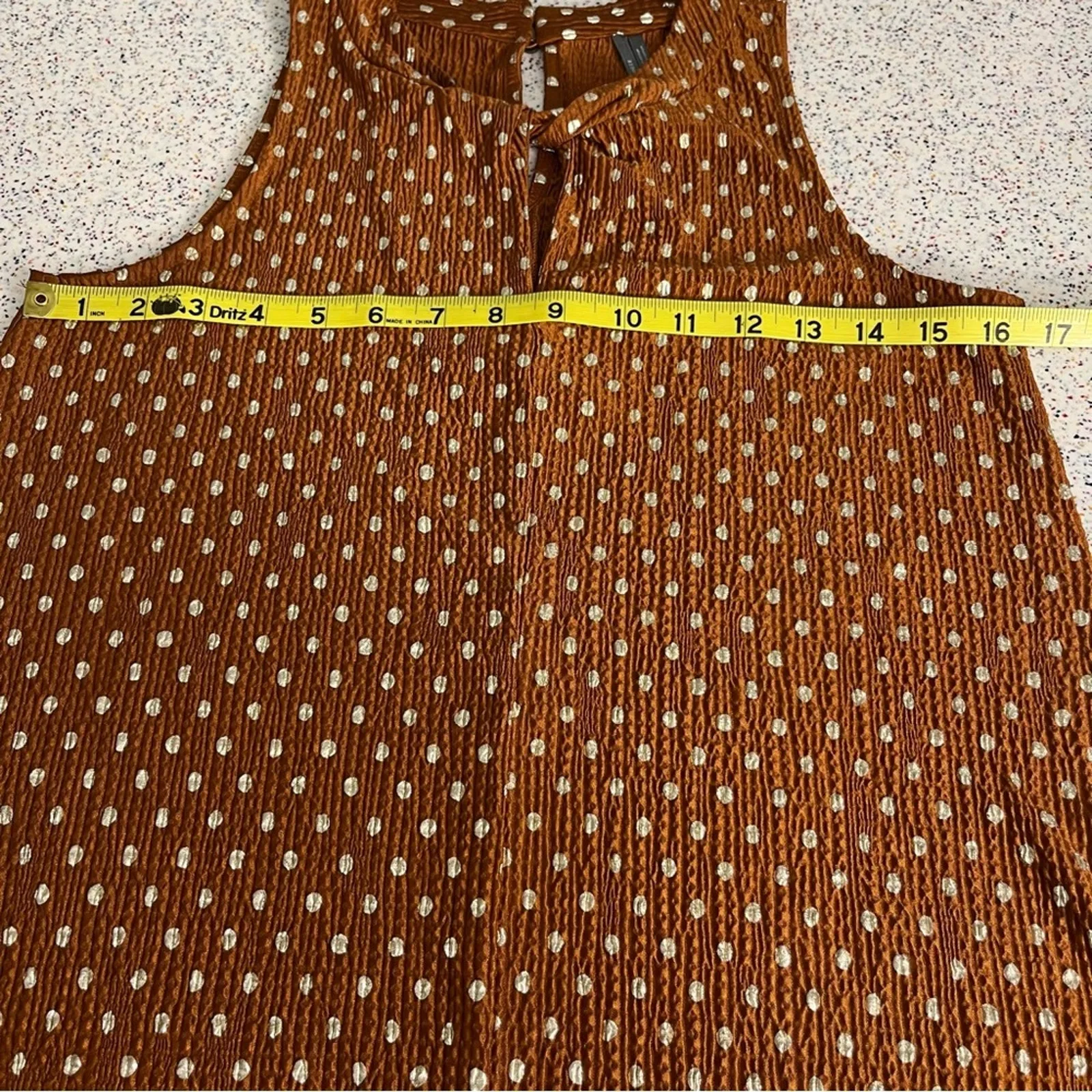 Anthropologie Lennox Sleeveless Tank Top Polka Dot Copper Gold Women’s Size XS - Image 10