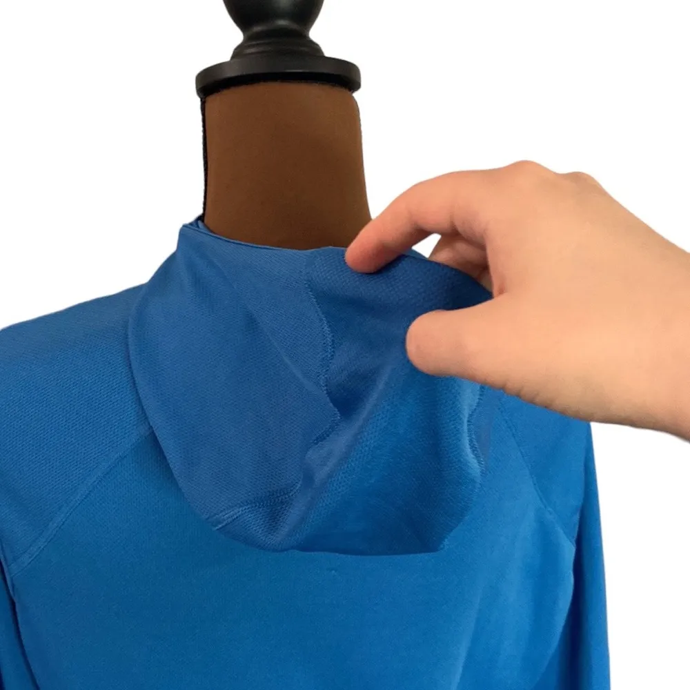 Nike athletic hooded mesh fabric half zip jacket  in storm blue black size M - Image 9