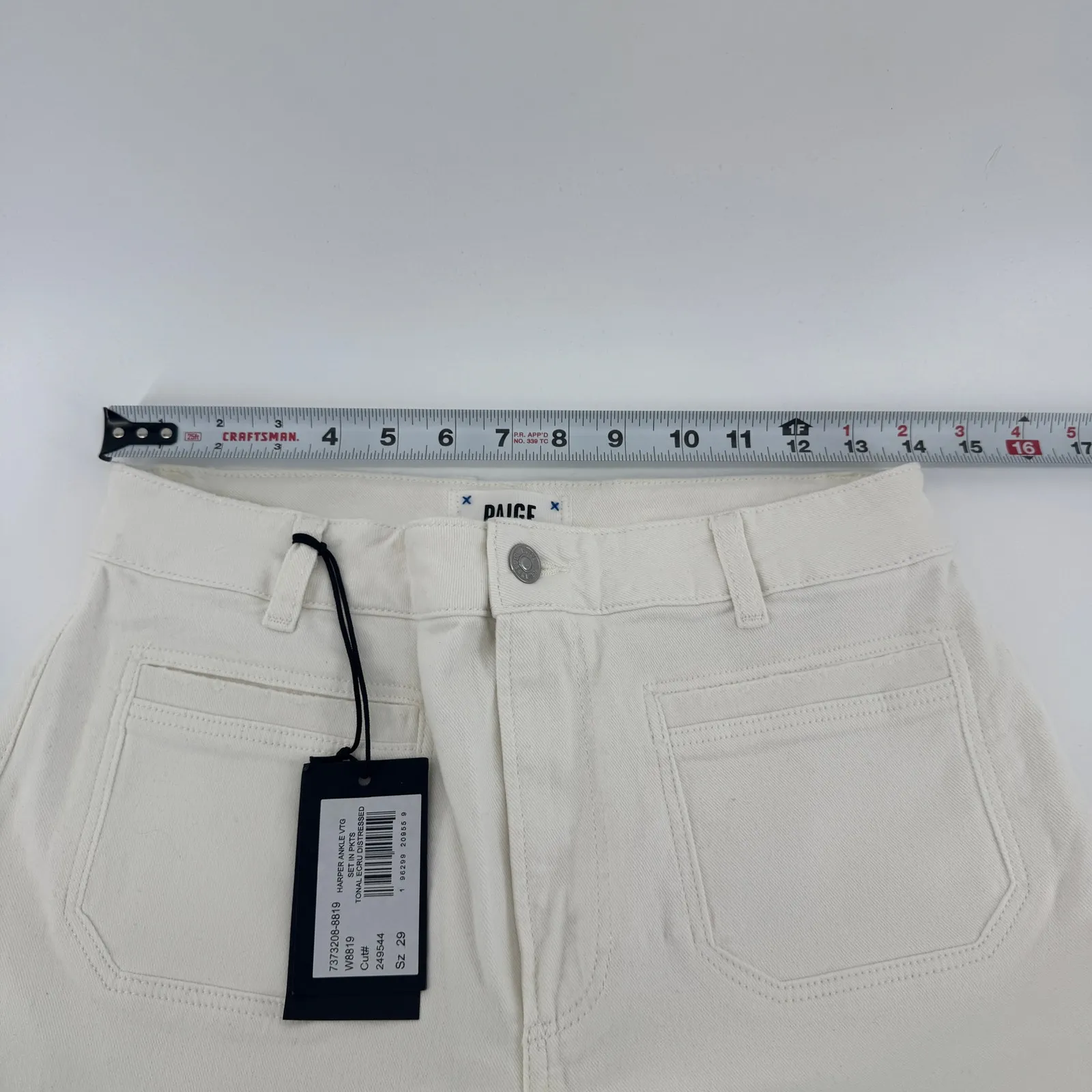 Paige Harper Ankle With Vintage Set in pockets Sz29 NWT Wide Leg High Rise White - Image 11