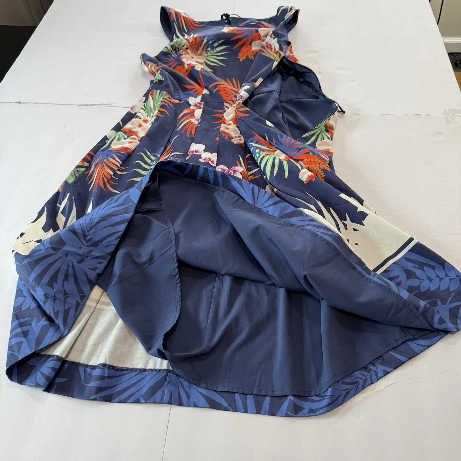 Talbots Botanical High Neck Pleat‎ Flare Sleeveless Pockets Dress Size 6 - Image 9