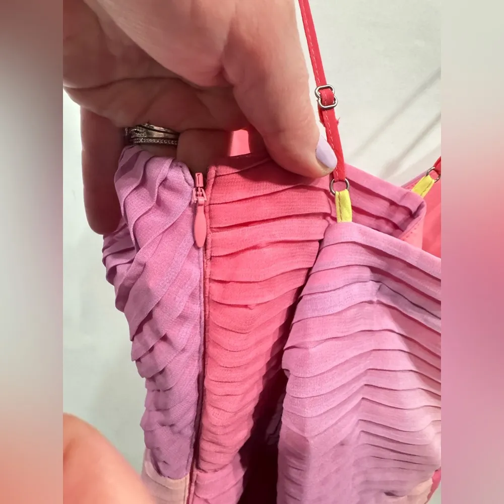 Leith Nordstrom Ombré Gradient Pink Lemonade Dress with accordion pleats Small - Image 13