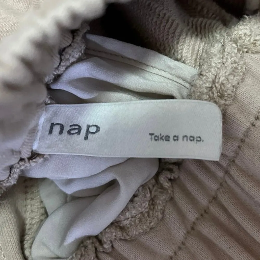 NAP Beige Elastic High Waist Wide Leg Pull On Lounge Wear Trouser Sweat Pants S - Image 4