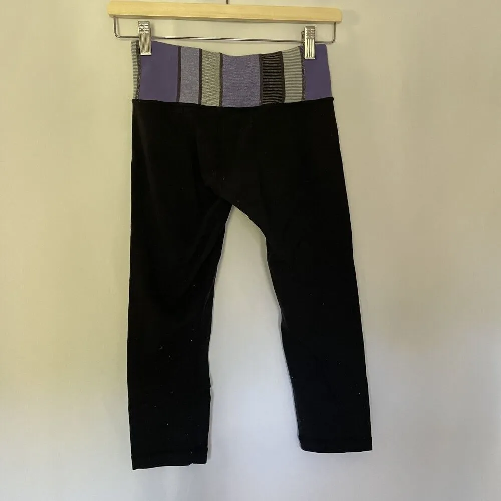 Lululemon Black & Purple Cropped Yoga Pants Size 4 athleisure pants - Image 7