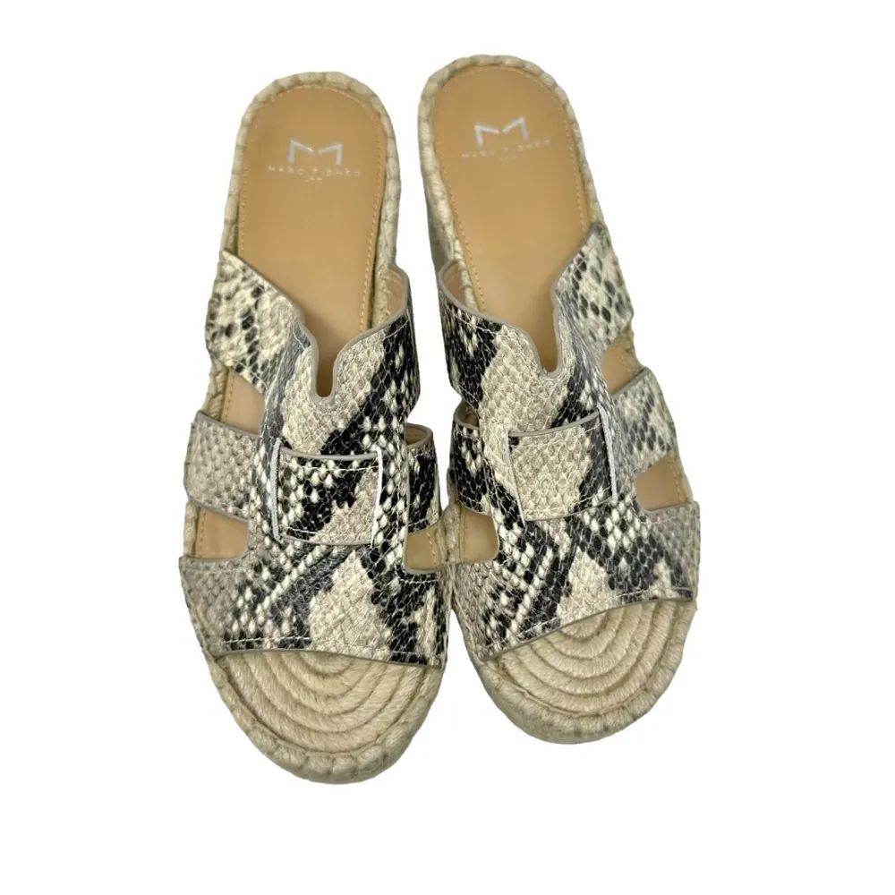 Marc Fisher Robynn Leather Snakeskin Espadrille Wedge Sandals Size 8 - Image 6