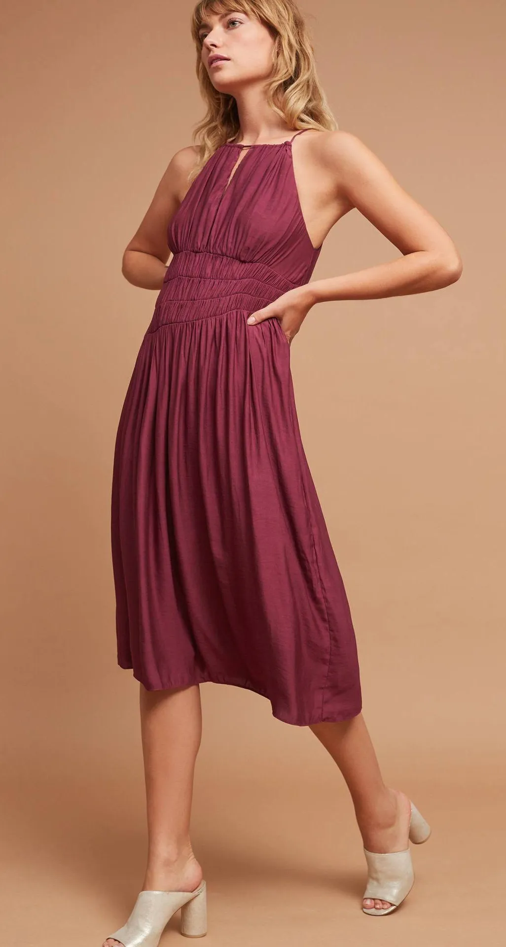 Smocked Halter Midi Dress - Image 2