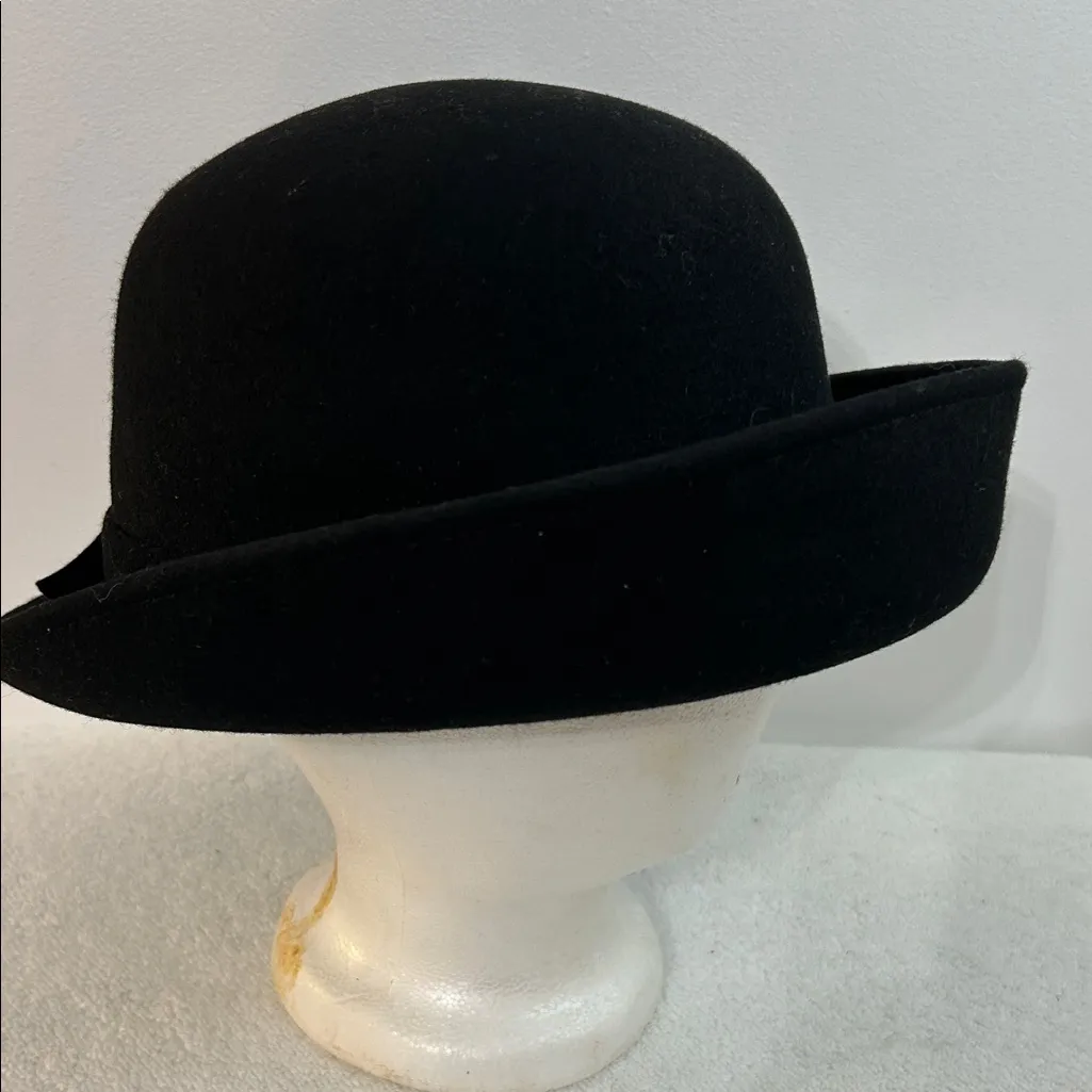 Amanda Smith Black Wool Bowler Hat – Made in Italy - Image 4