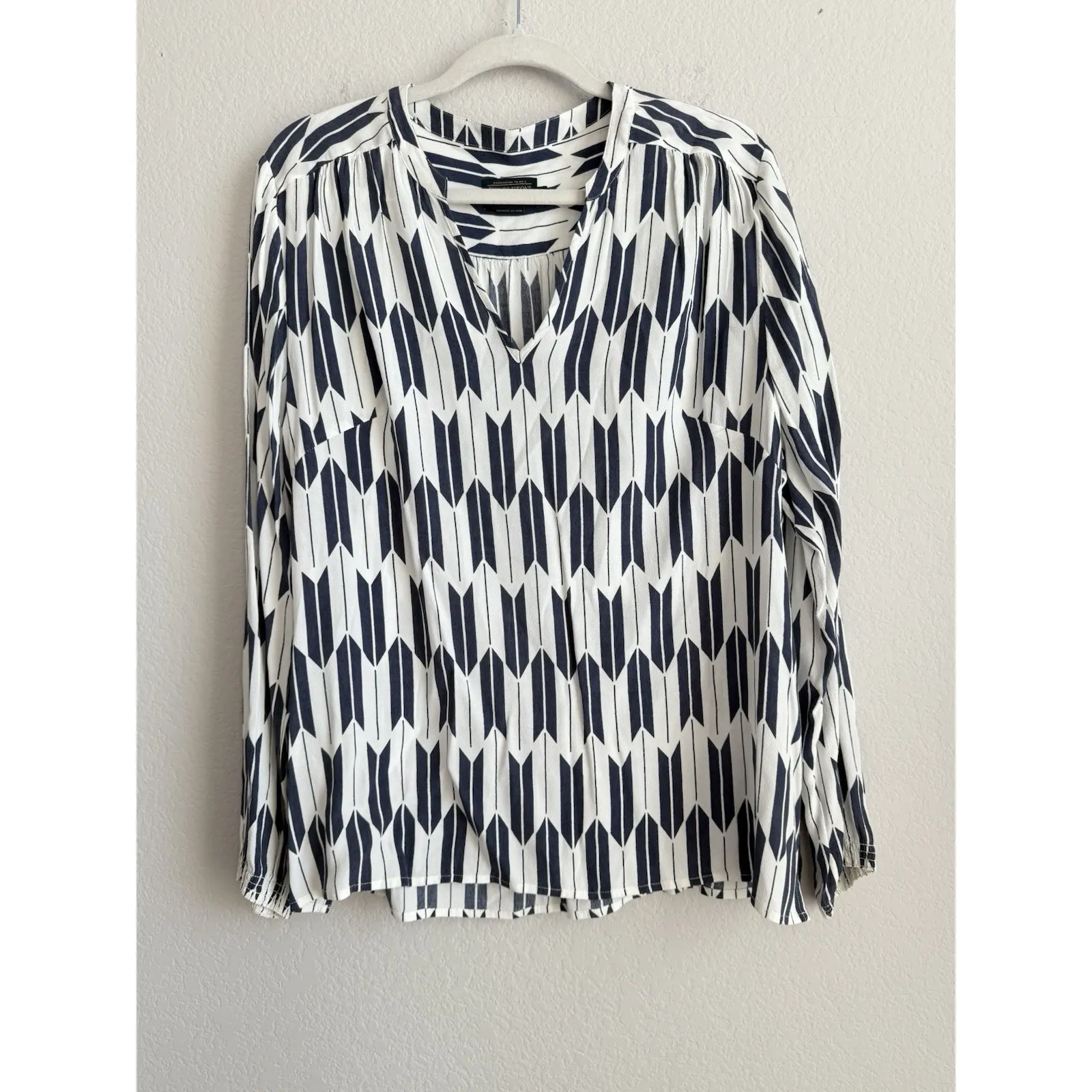 Pendleton Women's Terra Tunic Blouse Pull Over Geometric Blue White Size XL - Image 11