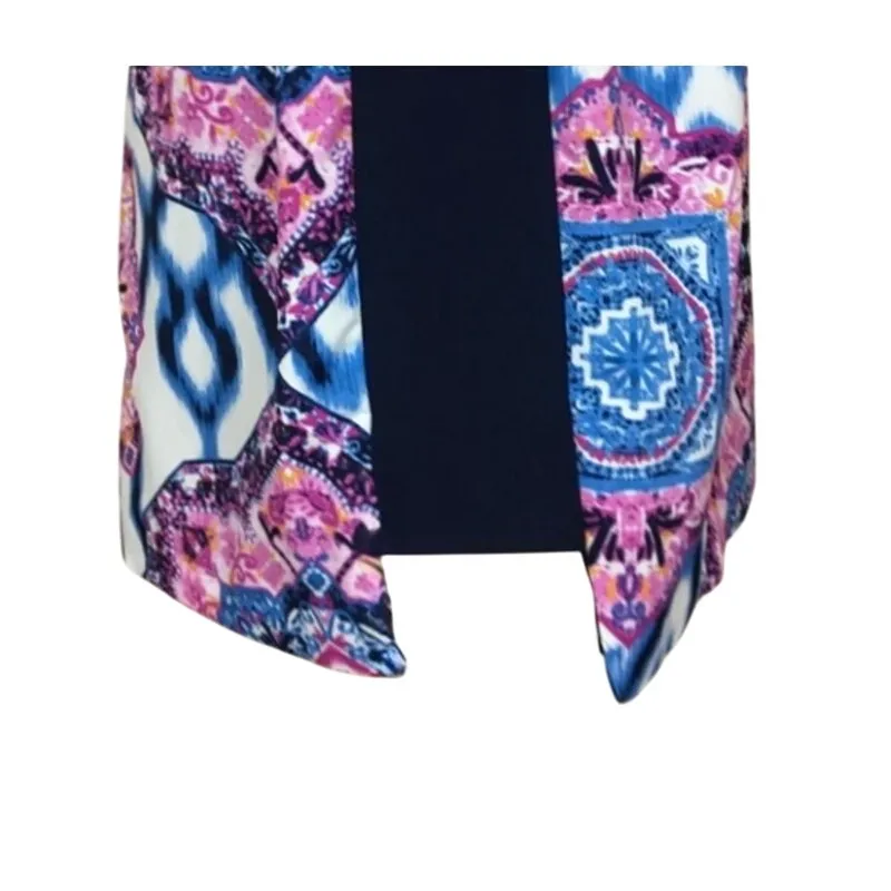 Vince Camuto Blue Pink Sleeveless Ikat Medallion Shift Dress 10 Colorful MS $128 - Image 3