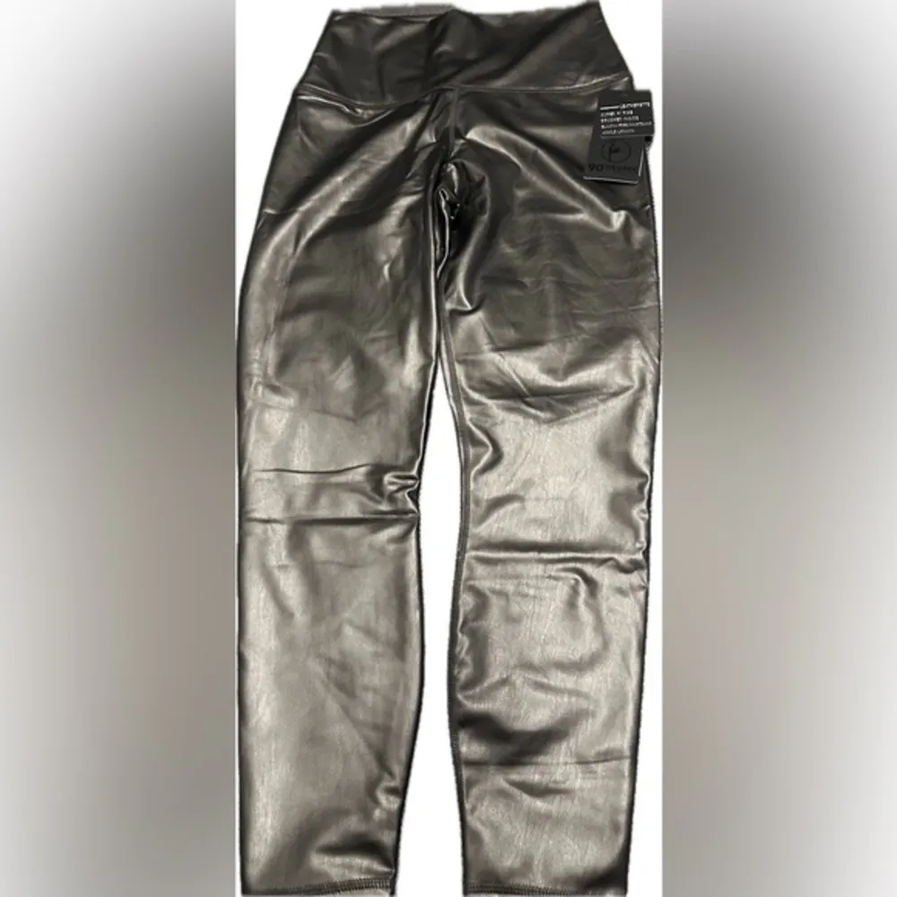 NWT 90Degree by Reflex Super High Rise L Leatherette Leggings Gray Size L - Image 8