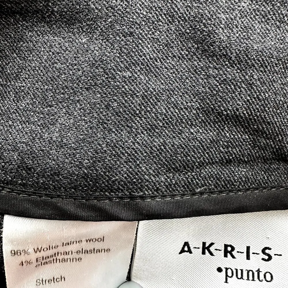 Akris Punto Wool Dress Pants Pleated Trouser Straight Leg Dark Gray 8 31"x32" - Image 3