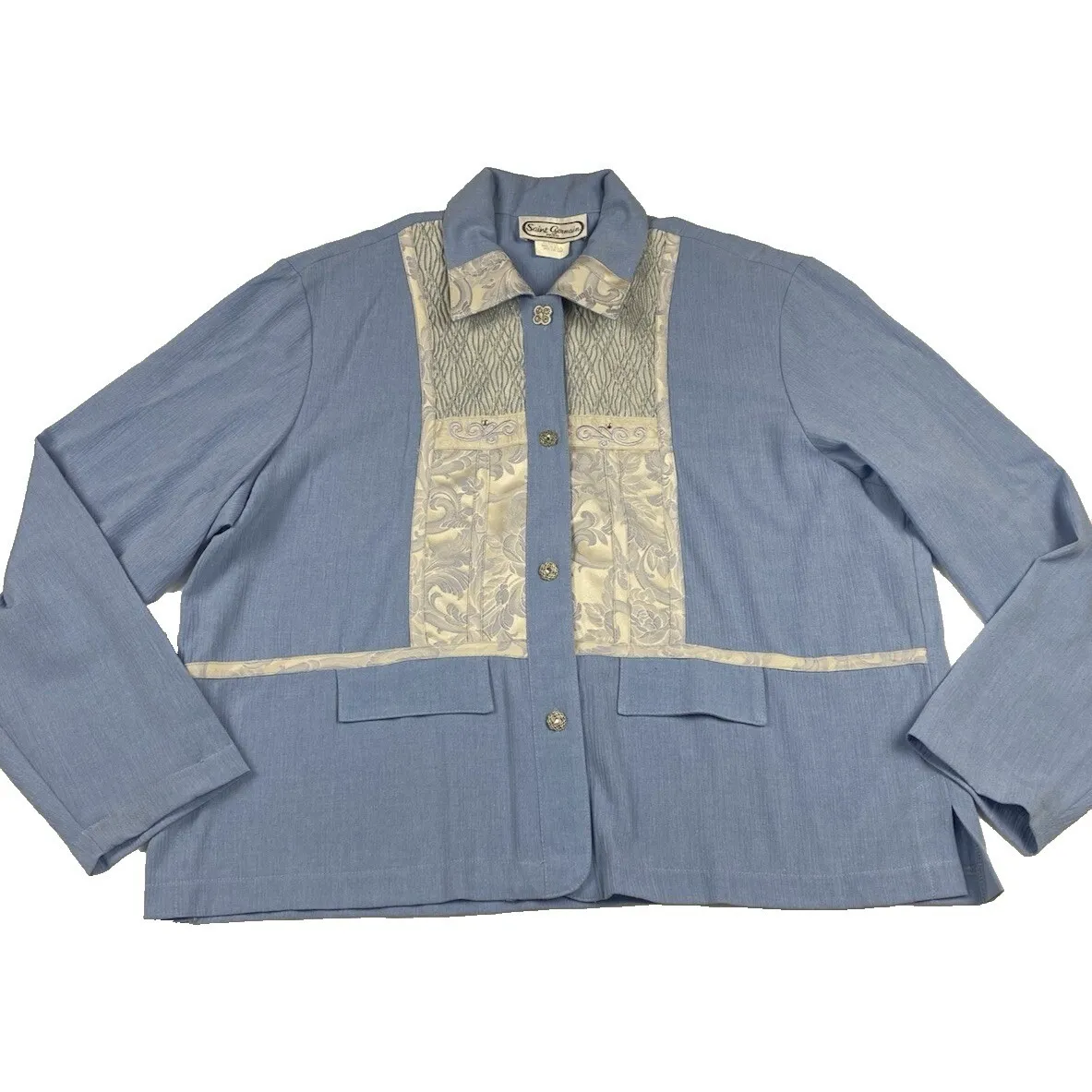Vintage Saint Germain Shirt Jacket Top Womens Size XL‎ Lightweight Western USA Blue - Image 4