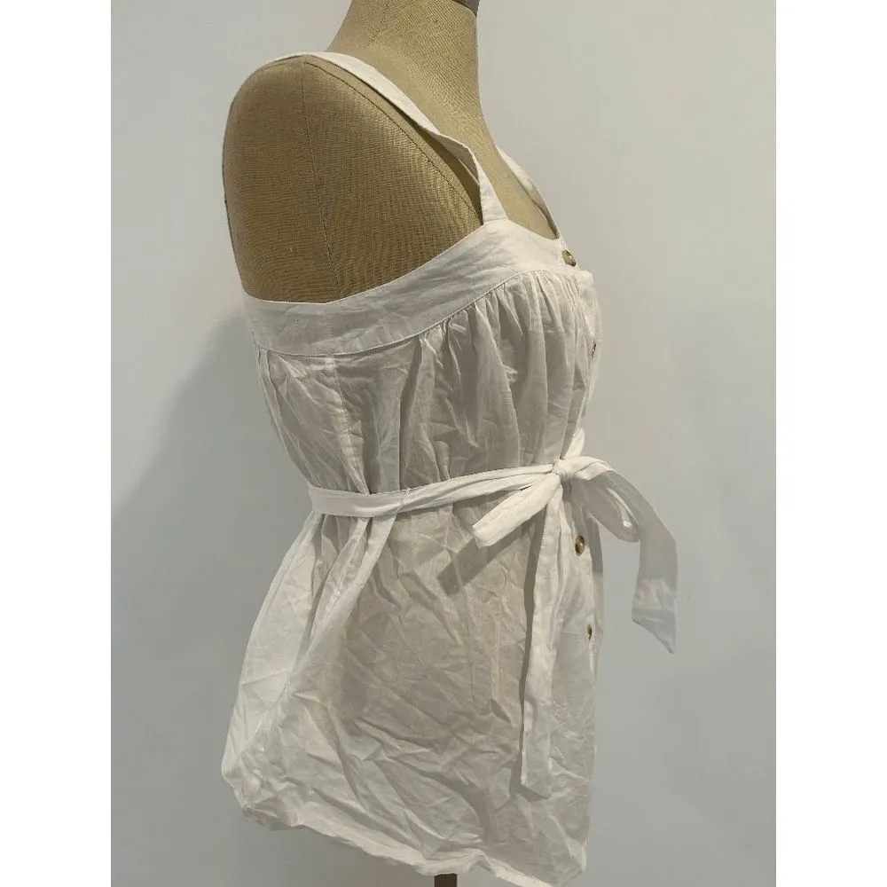 Motherhood Maternity  Woven Button Front Maternity Tank Top 100% cotton White M - Image 5