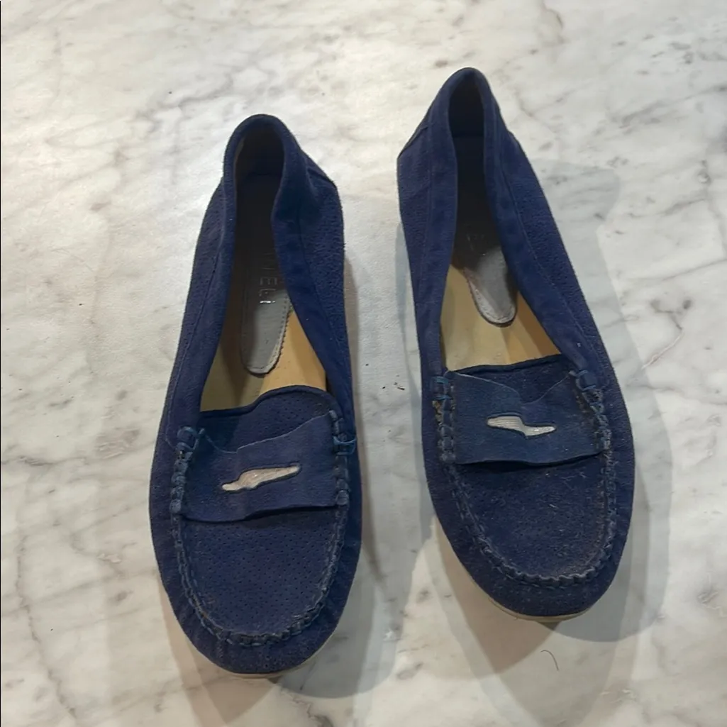 Vaneli sz 8 Navy Suede driver perforated eyelet Loafers Blue - Image 2