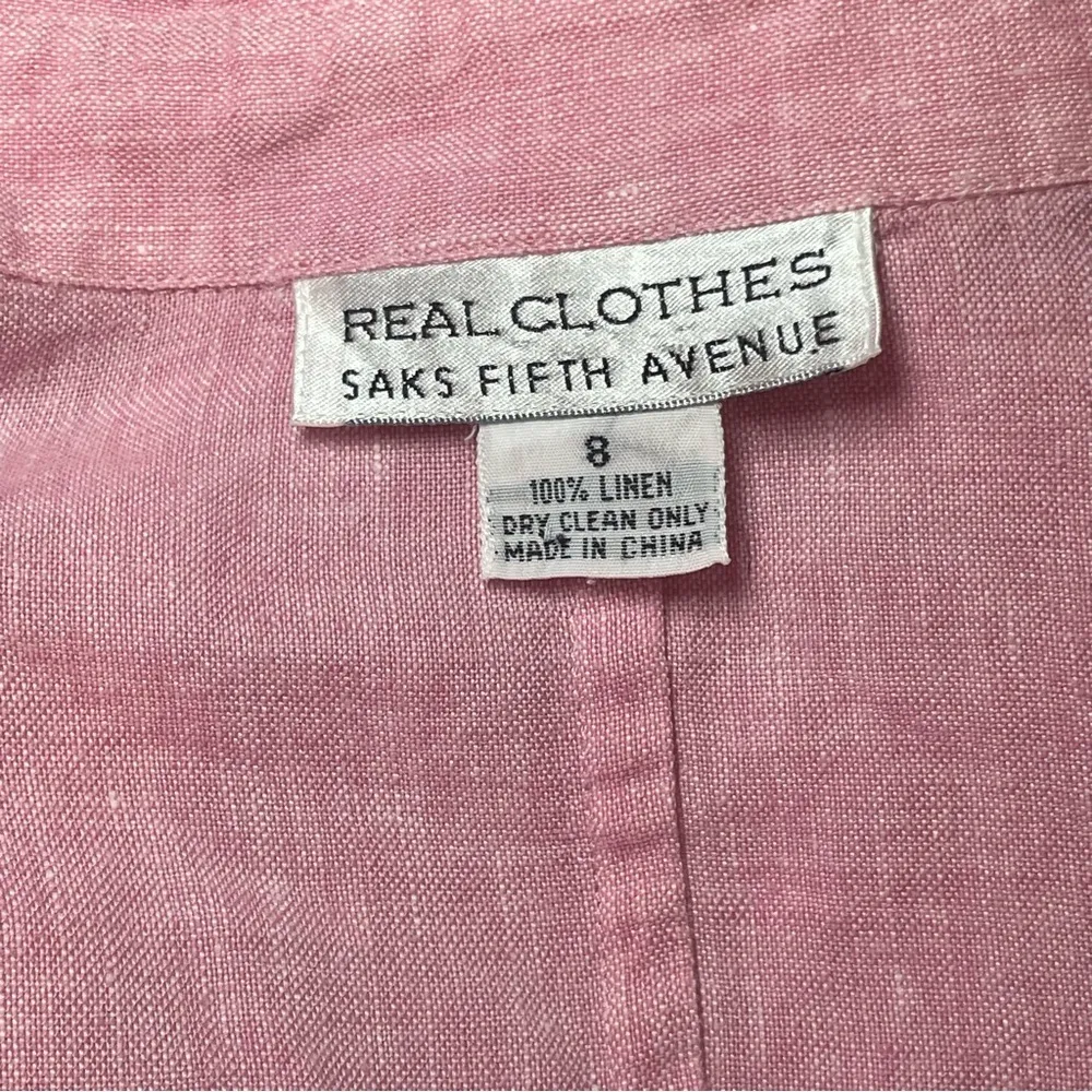 Saks Fifth Avenue Real Clothes 100% Linen Pink Button Up Women’s Shirt Size 8 - Image 5