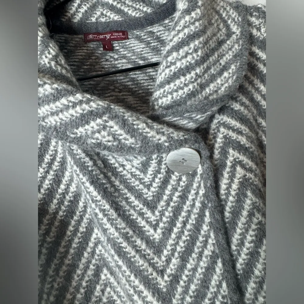 Betty Betty Firenze Italy Wool Blend Cardigan Collared Gray Large - Image 3