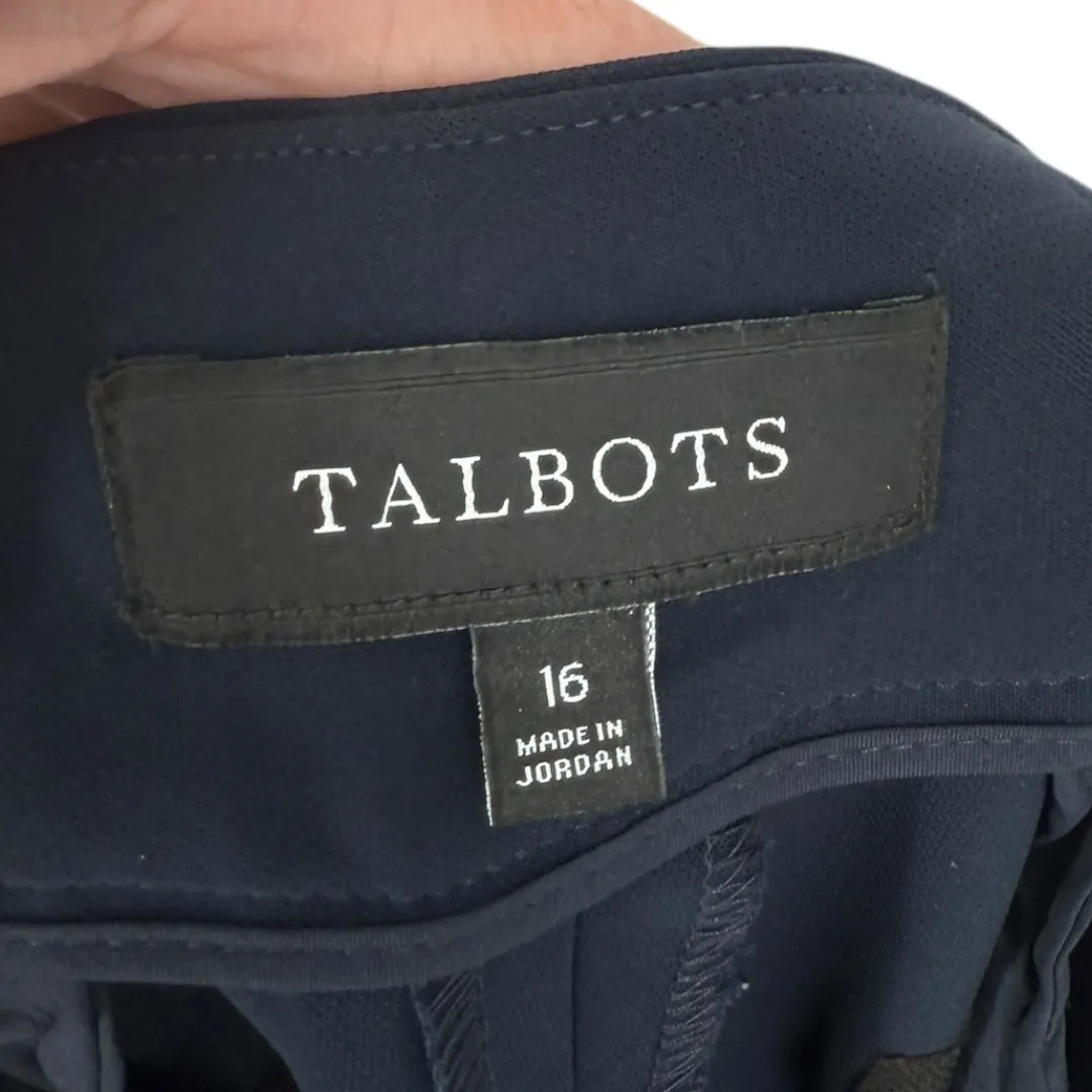 Talbots Women's Navy Blue Wide Leg Dress Pants Size 16 Career Office Minimalist - Image 3