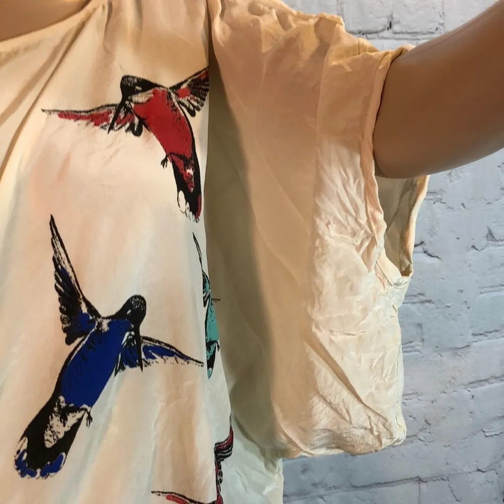 Fifteen-Twenty Silk Tie Waist Top Hummingbirds S - Image 6