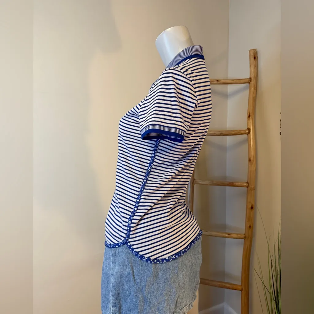 Polo Golf Ralph Lauren Womens M Performance Blue Art Stripe Floral - Image 8