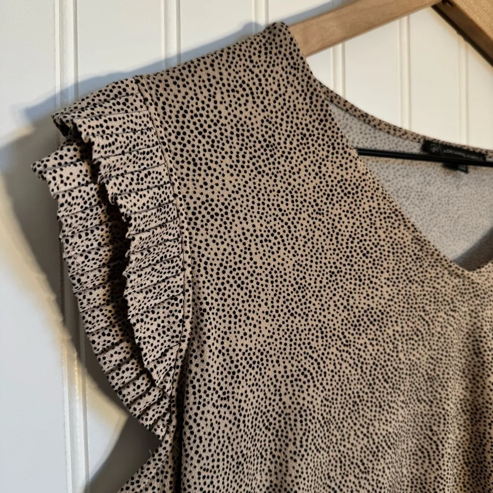 Adrianna Papell Pleated Sleeve Polka Dot Tank Top Women’s Size Medium - Image 4