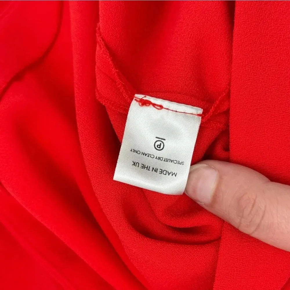 Galvan‎ London NWT Misti Long Sleeve Crepe Pom Pom Blouse 4 Red Cobalt - Image 9