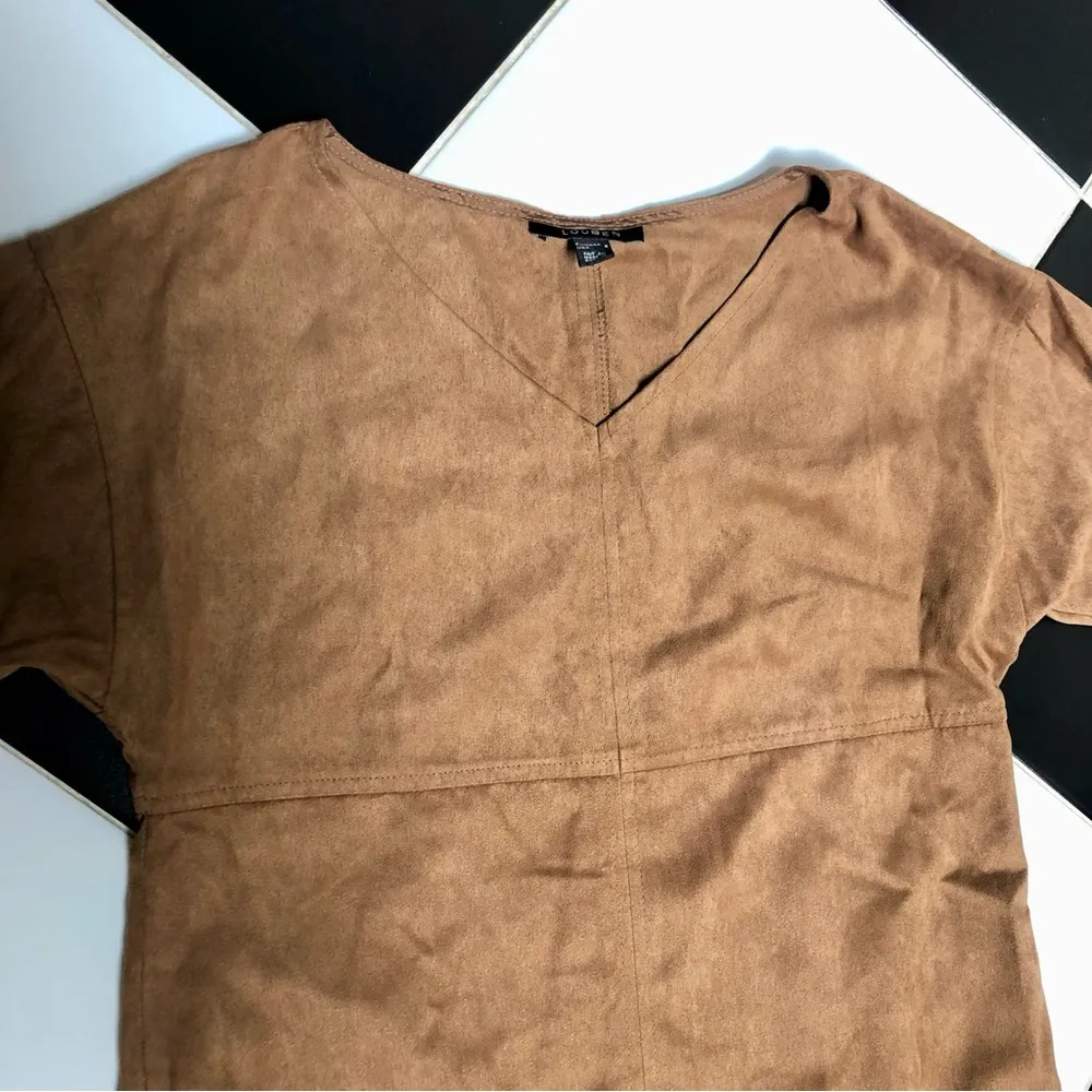 Vintage 70s Louben Faux Suede V - Image 6