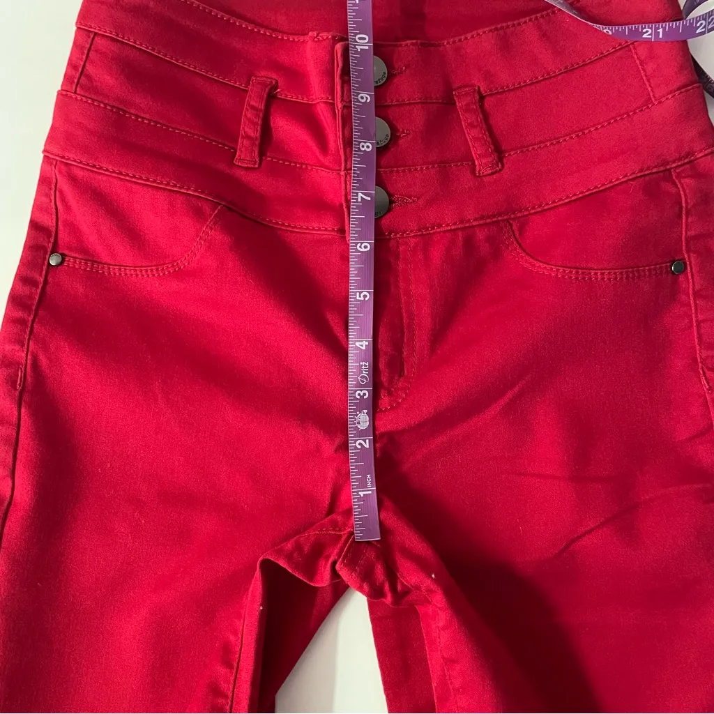 Charlotte Russe Refuge Dark Red 3-Button High Rise Skinny Jeans Size 2 EUC - Image 6