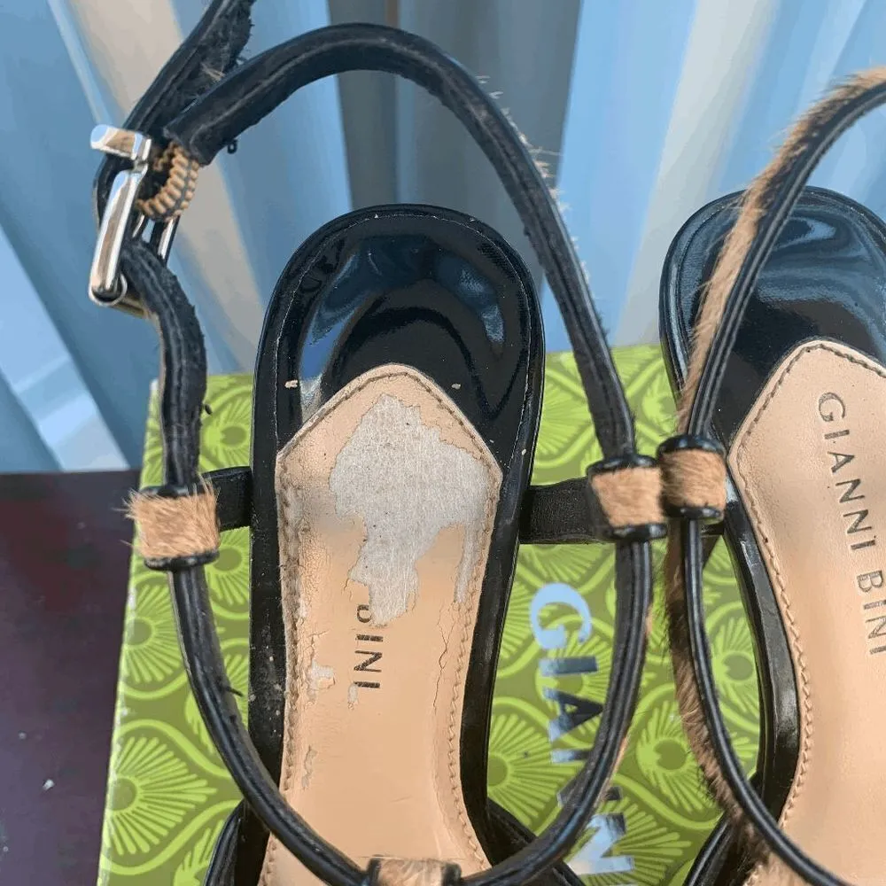 Gianni Bini Womens High Heels Slingback Animal Print Black 7.5 - Image 2