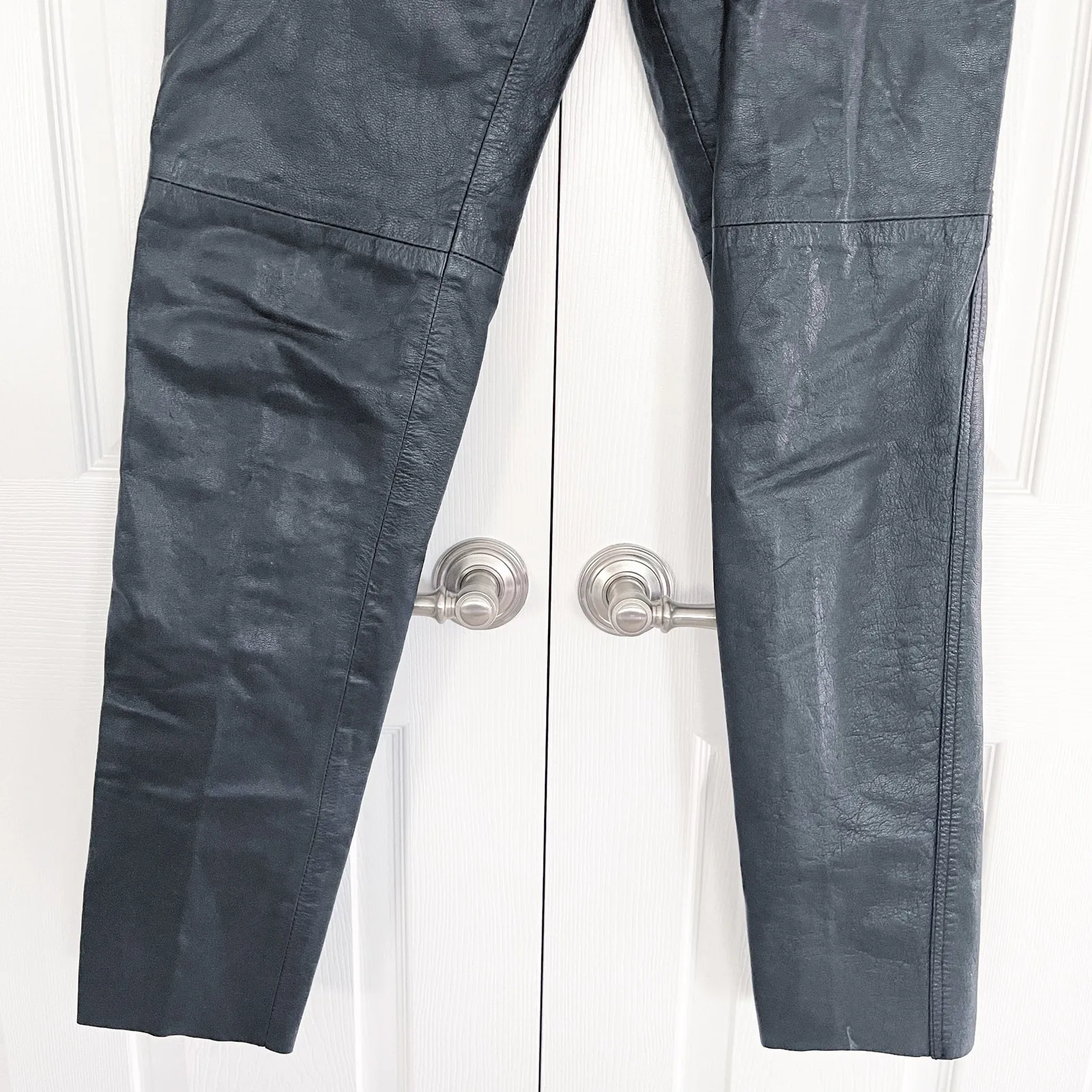 Limited Edition Vintage Black Leather Slim Pants Size 8 - Image 4