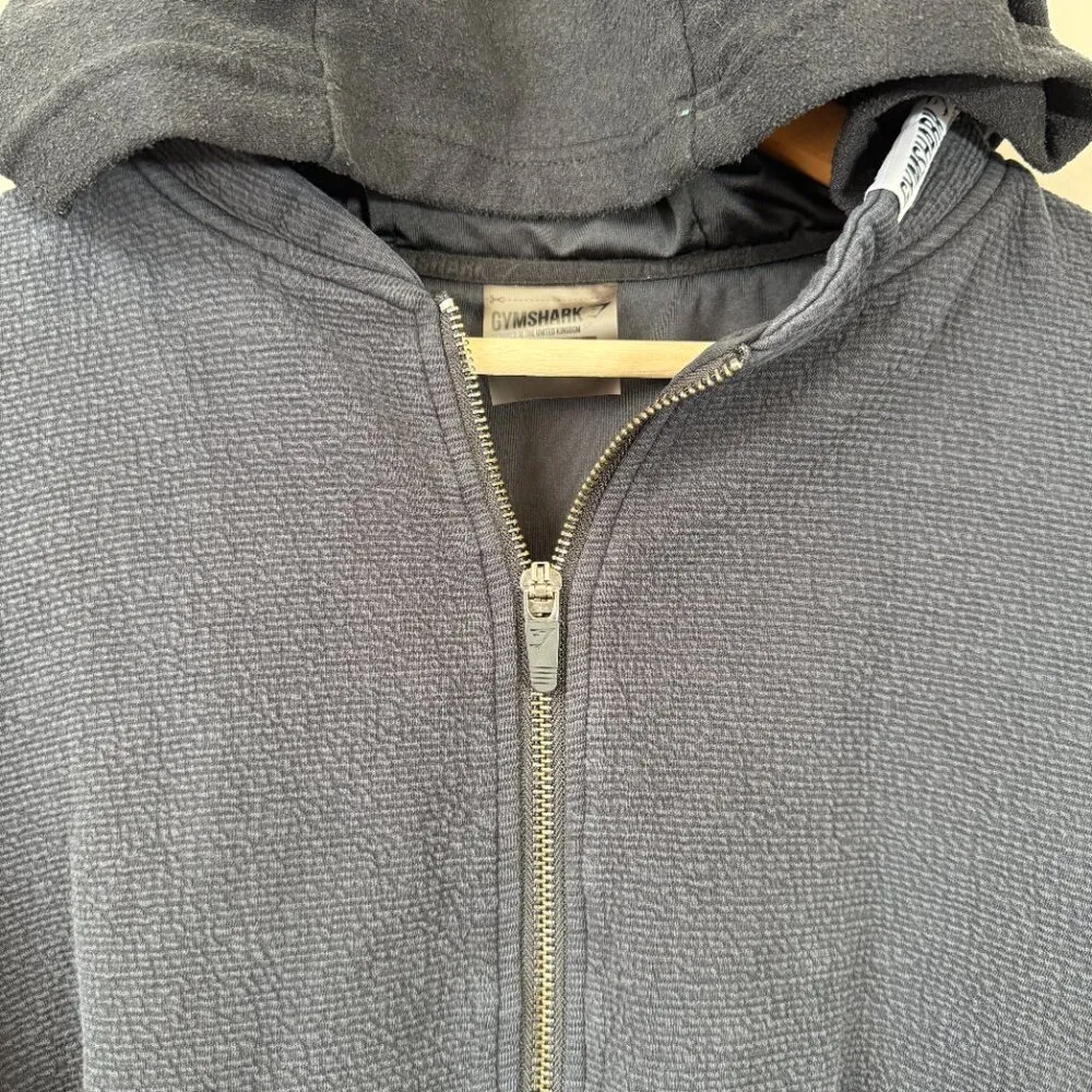 Gymshark Cropped Full Zip Hooded Sweatshirt Women's Small Black Workout Active - Image 6