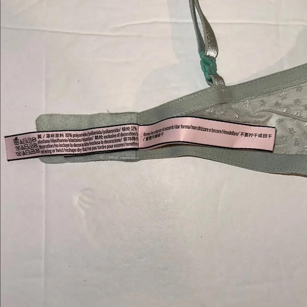 Victorias Secret Sexy Tee Lace Unlined Demi Bra Mint Green Foil Stars size 36D - Image 14