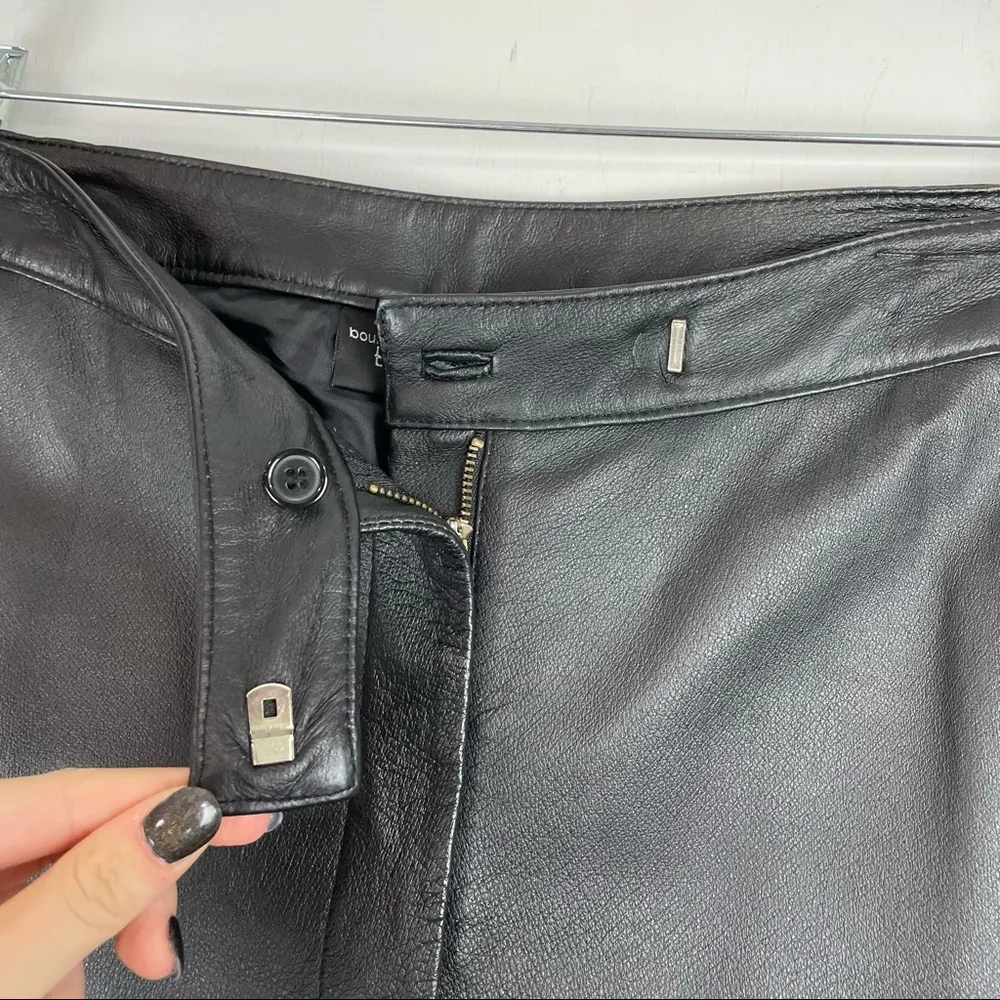 VTG Y2K Boutiue Europa Womens Genuine Black Leather Sz 8 TALL Pants Straight Leg - Image 6