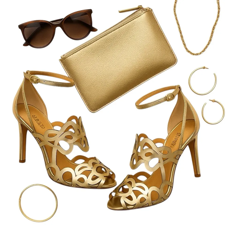 Schutz Darleneh Gold Cutout Patent Leather Peep Toe Heels Women’s Size 9 in EUC - Image 15