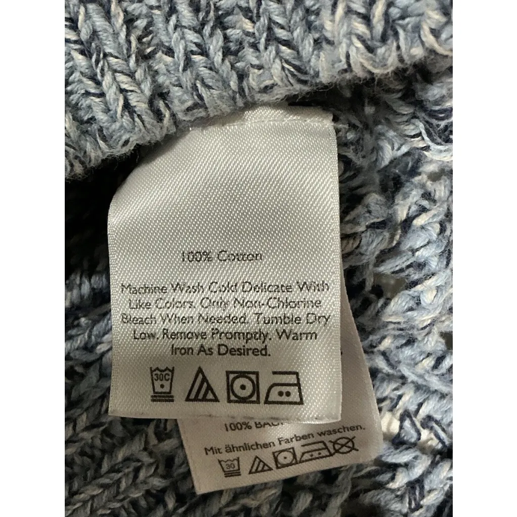 Woman’s Eddie Bauer Crochet Sweater Blue Large Pullover Long Sleeve - Image 4