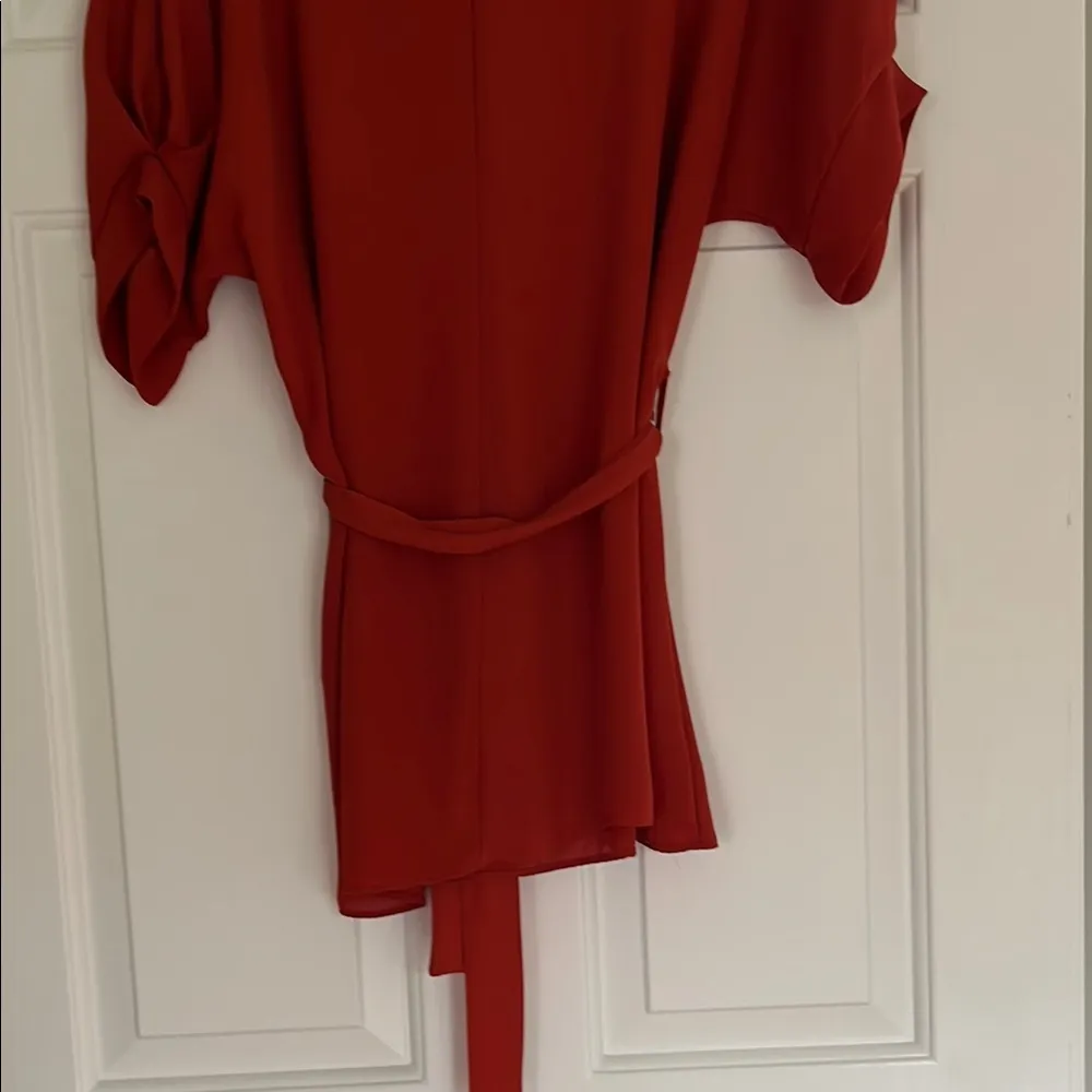 Red Tie Front Blouse with Relaxed Fit - Image 9